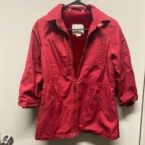 VTG 80s London Fog Zip Bomber Jacket Adult 5/6 Red Retro Classic Fur Interior